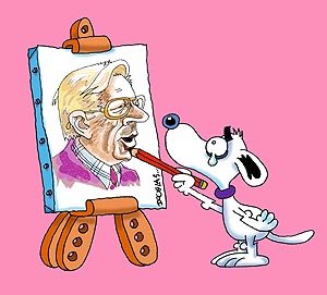 Snoopy y Charles Schulz, por Douglas Wright