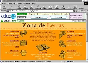 Página inicial de "Zona de letras"