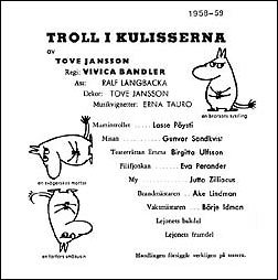 Programa de mano de la obra Troll i kulisserna, en el Lilla Teatern (Helsinski)