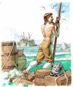 Robinson Crusoe. Ilustración de Ignacio Noé